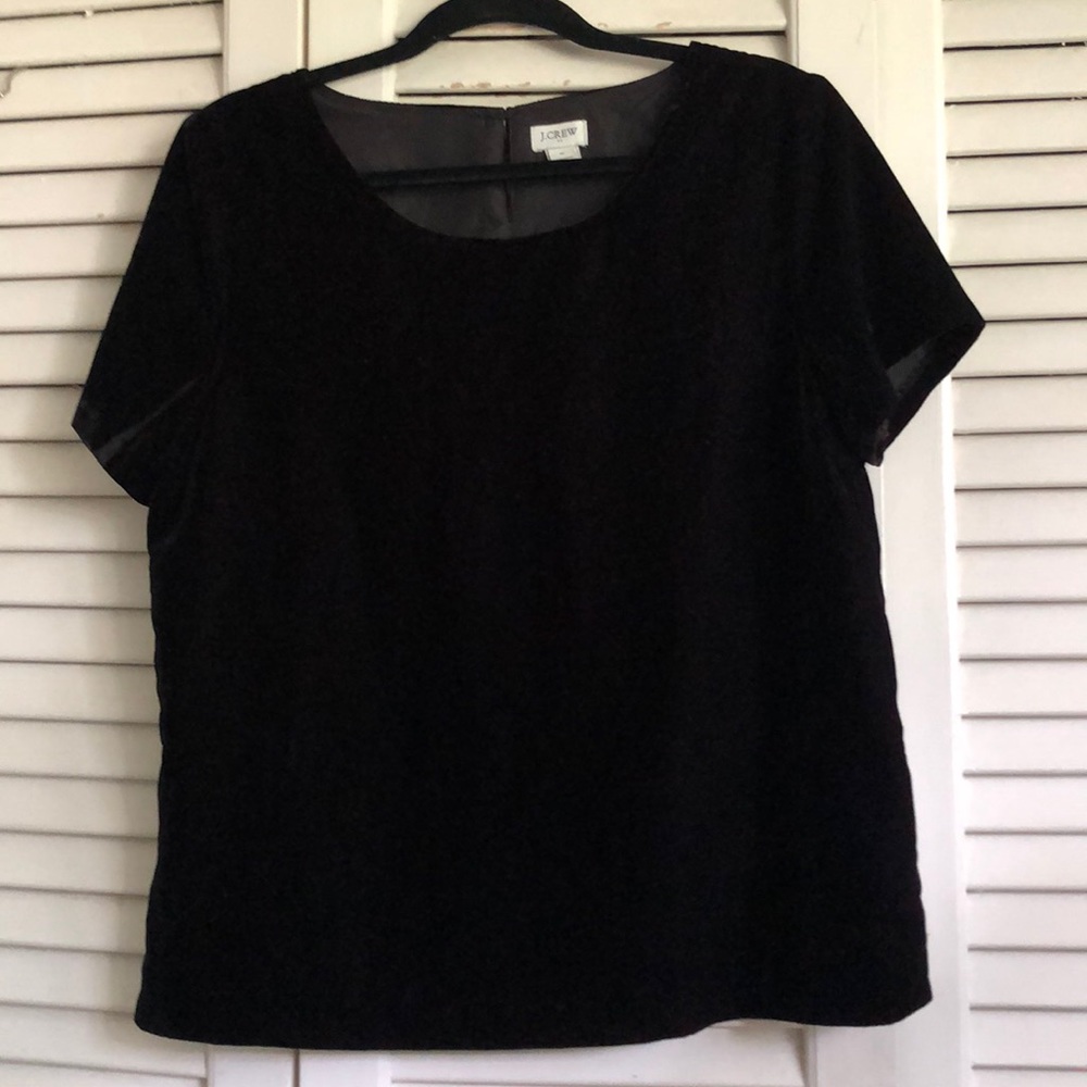 J.Crew Short Sleeved Velvet top in black
